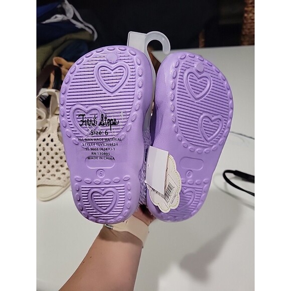 First Steps By Stepping Stones Purple Fur Lined Slip On Clogs ~ Size 6~ NWT - Picture 8 of 8